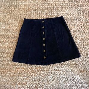 Wish List Black Corduroy Button Up Skirt